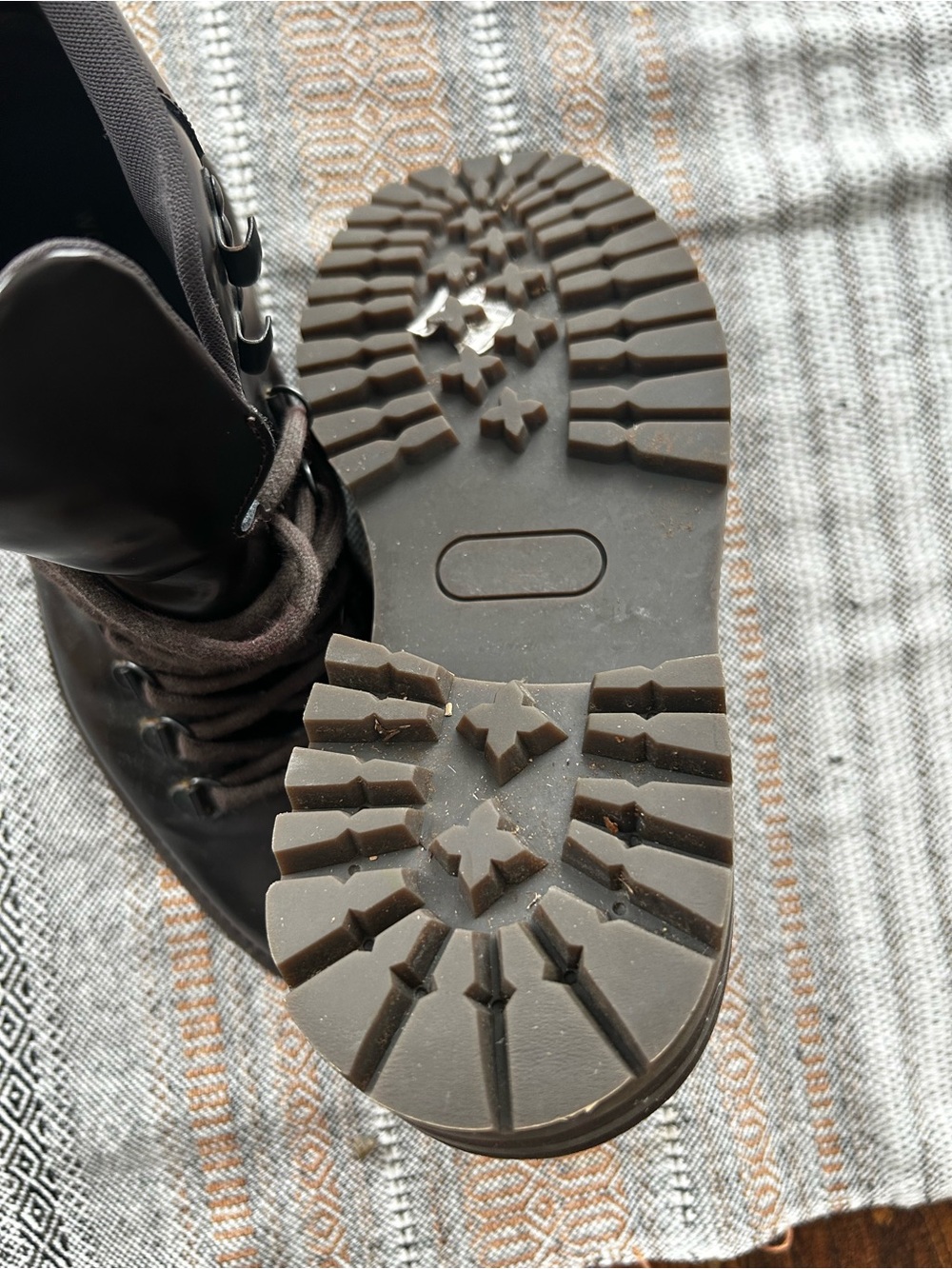 Woman by Common Projects brown Leather Lug-Sole Hiking Boot with Gold Foil Numbe - Picture 5 of 5